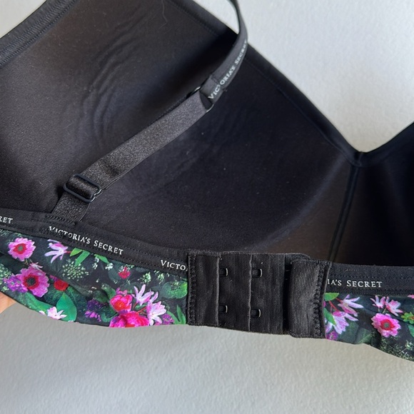 Floral Print Women's Bra - Black and Pink - Picture 3 of 3